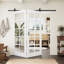 Porte standard préfinie en verre clair à 10 carreaux de 48 po x 80 po avec porte pliante de style grange et ensemble de quincaillerie pour garde-manger-134633917-134633924