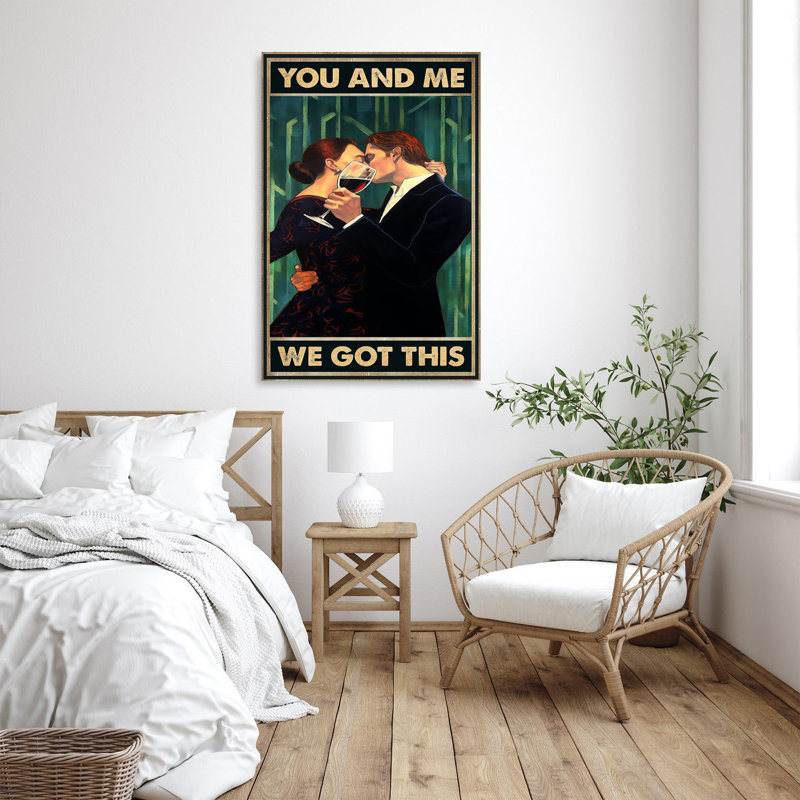 Couple Kiss You and Me We Got This 1 - 1 pièce, reproduction d'art graphique sur toile tendue, L 11 po x H 14 po