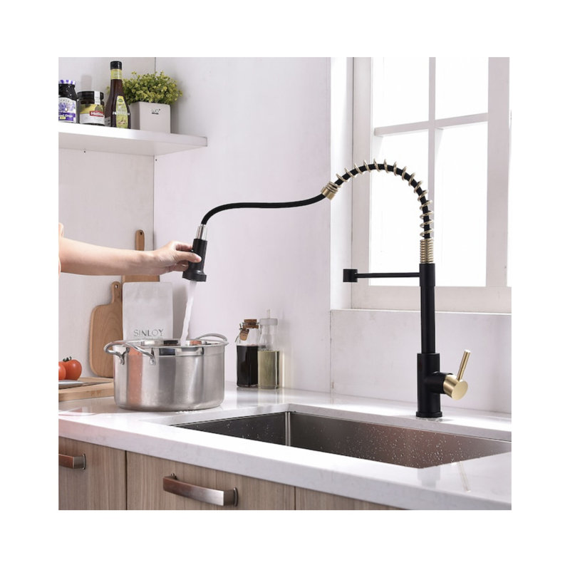 Robinet de cuisine à poignée simple rétractable