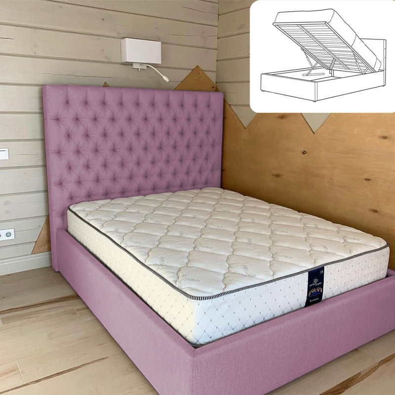 Upholstered Ottoman Storage Bed, Matte Pink, Double (4'6)