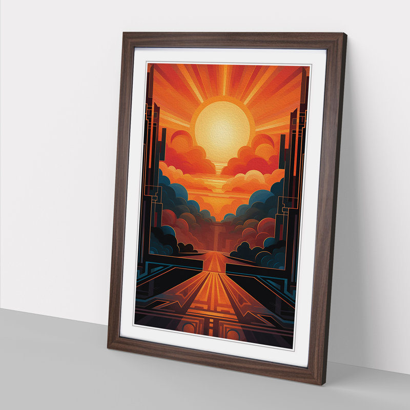 Single Picture Frame Print on Wood, Walnut Framed, 34cm H x 25cm W