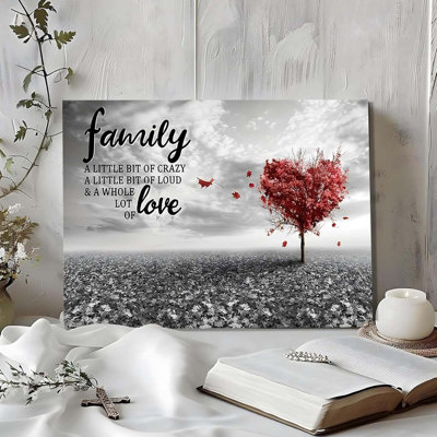 Valentines Day Family Love Tree Canvas Posters And Prints Wall Art For Bedroom,Living Room, Office, Home Wall, Wrapped Canvas Artwork For Wall Decor