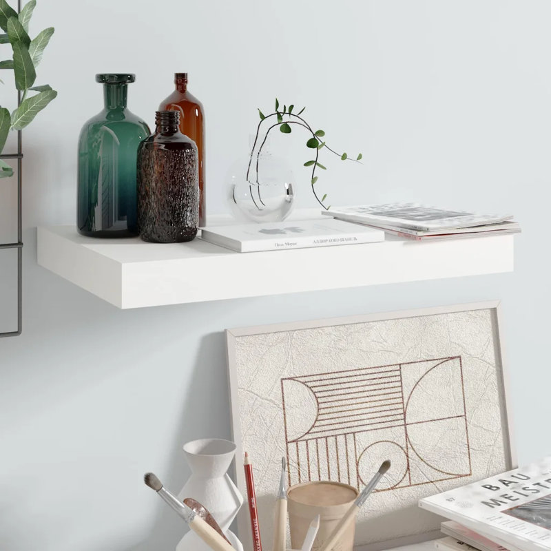 Artamas Floating Shelf, 3.8cm H x 23cm W x 40cm D, High Gloss White