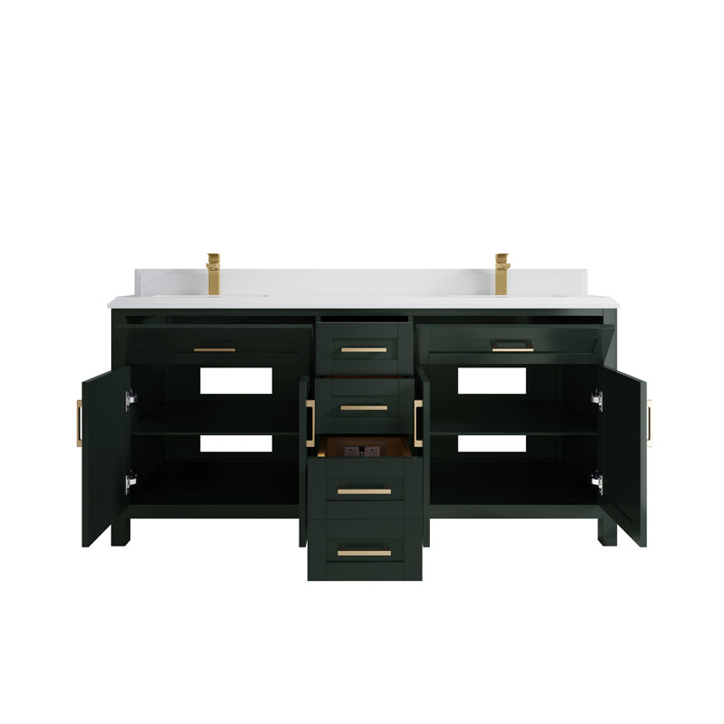 Ensemble de meuble-lavabo double 72 po Cambridge, Noir, Blanc