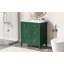 Meuble-lavabo 30 po avec comptoir, meuble-lavabo avec porte et deux tiroirs, structure en bois massif, un paquet, vert