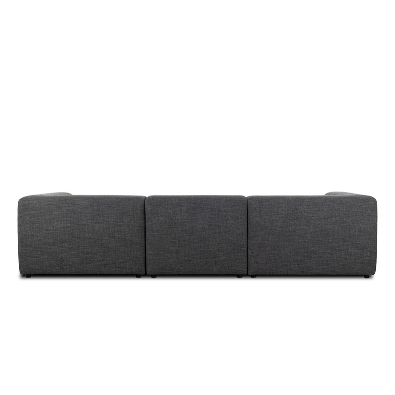 Lawndale 3PC LAF Sectional W/ Ottoman-Saxon Charcoal, Left Hand Facing, Saxon Charcoal Polyester Blend