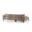 Élégant canapé-lit d'angle, brun clair, 55,1 po x 106,3 po x 30,3 po | Structure en bois de hêtre et en carton, tissu 100% polyester | Mécanisme de dossier pivotant, coussins en mousse souple | Facile à nettoyer, conception moderne pour le salon-1356911437-1356911426