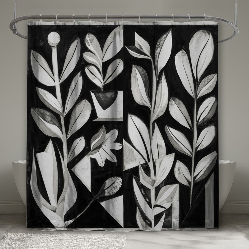 Rideaux de douche noir et blanc, 70 po l x 72 po H