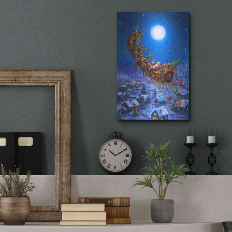 Winston Porter «Santa's Night Ride» par Ali Corti, art mural en métal, H 16 po x l 12 po