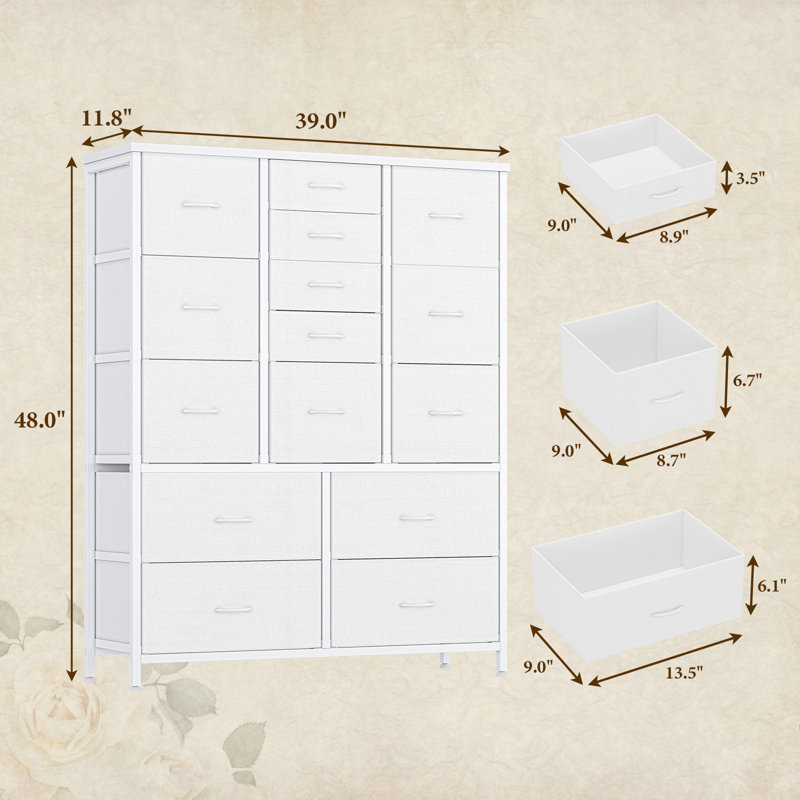 15 Fabric Drawer Storage Rack, White