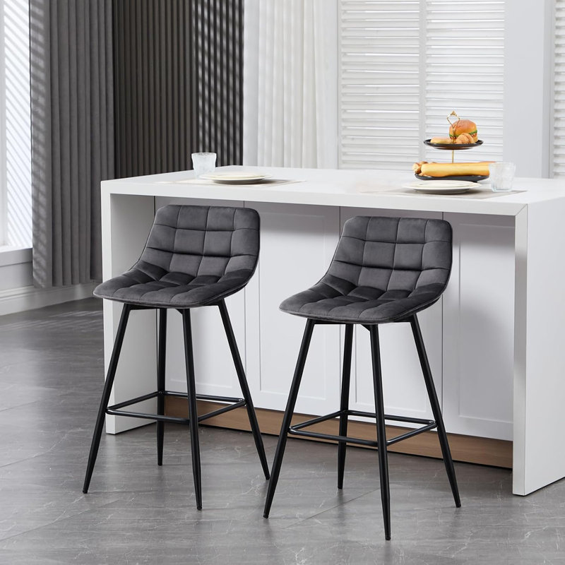 Heyman Upholstered Counter Stool, Dark Grey