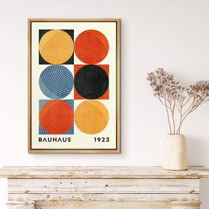 Œuvres abstraites, couleurs vives et classiques, collage «Colorful Geometric Circle Bauhaus» sur, H 36 po x l 24 po, Naturel