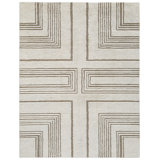 Geometric Hand Tufted Wool Area Rug in Taupe/Ivory