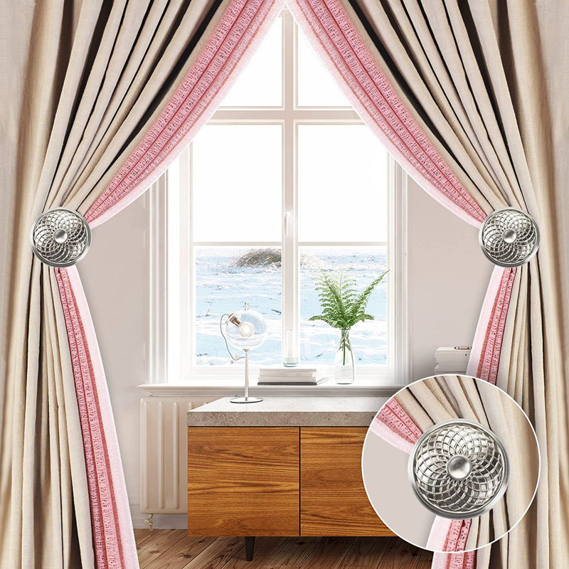  2 Pcs Curtain Holdback for Curtains Wall Mounted Metal Drapery Hook for Door Window Treatment(Silver)