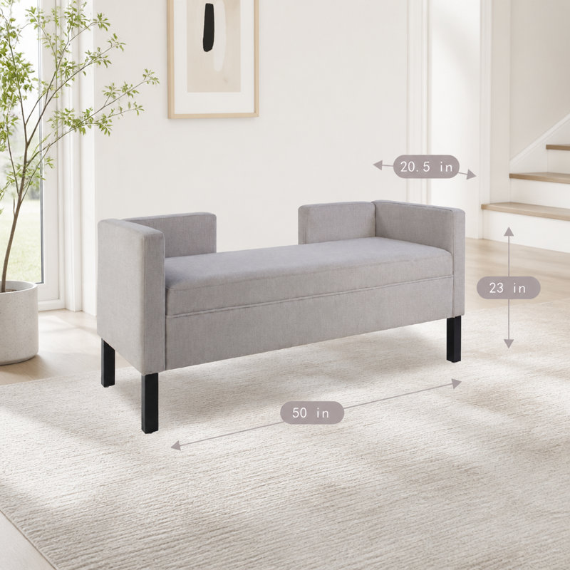 Banc de repose-pieds 50 po avec 2 traversins et pieds en bois