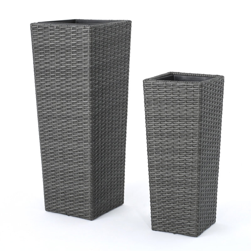 Rattan Flower Pot, Gray