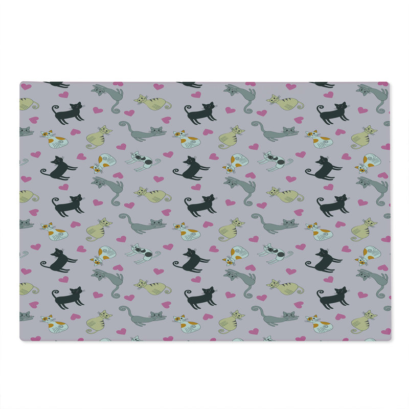 Ambesonne Kitty Cutting Board Large Colorful Different Cats Multicolor