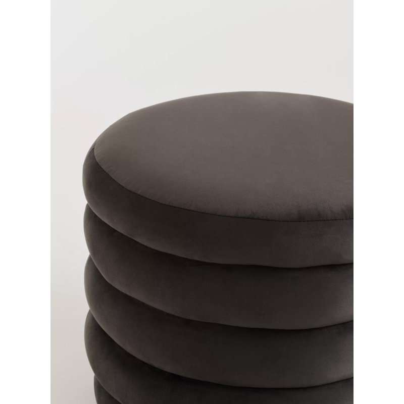 Carolanne 49cm Wide Round Solid Colour Footstool Ottoman, Graphite