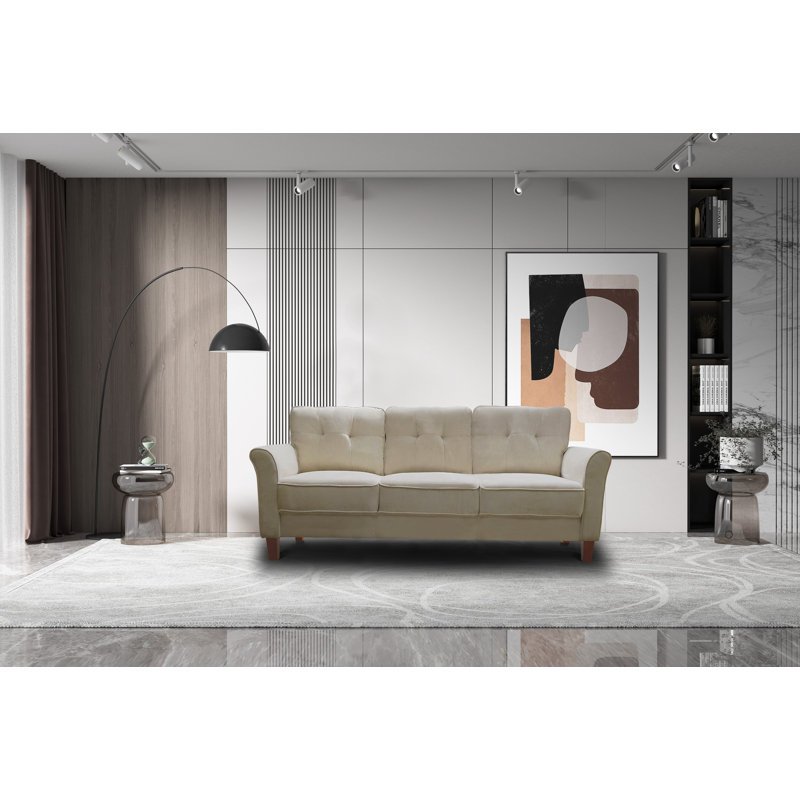 Canapé à accoudoirs arrondis 78 po, Lin beige