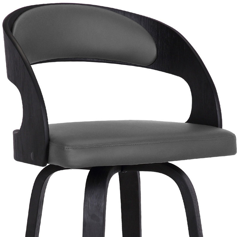 Tabouret de bar moderne en similicuir, Siège brun foncé / structure brune