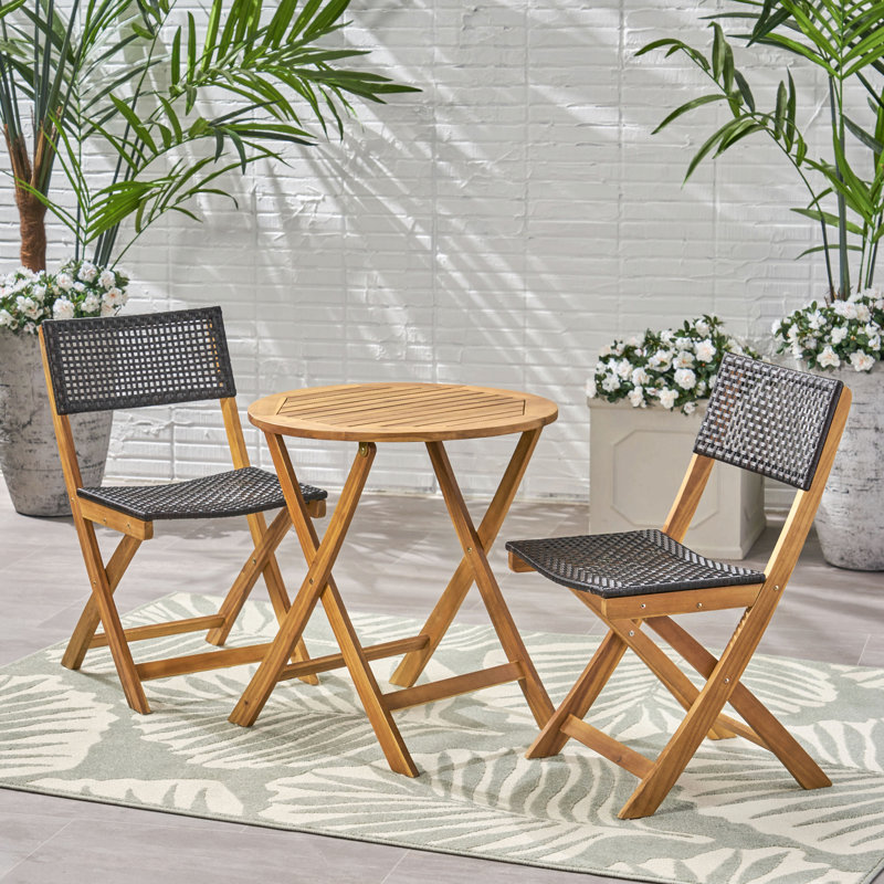 Hillside Bistro Set,2 Chairs+1 Table, Gray/Brown