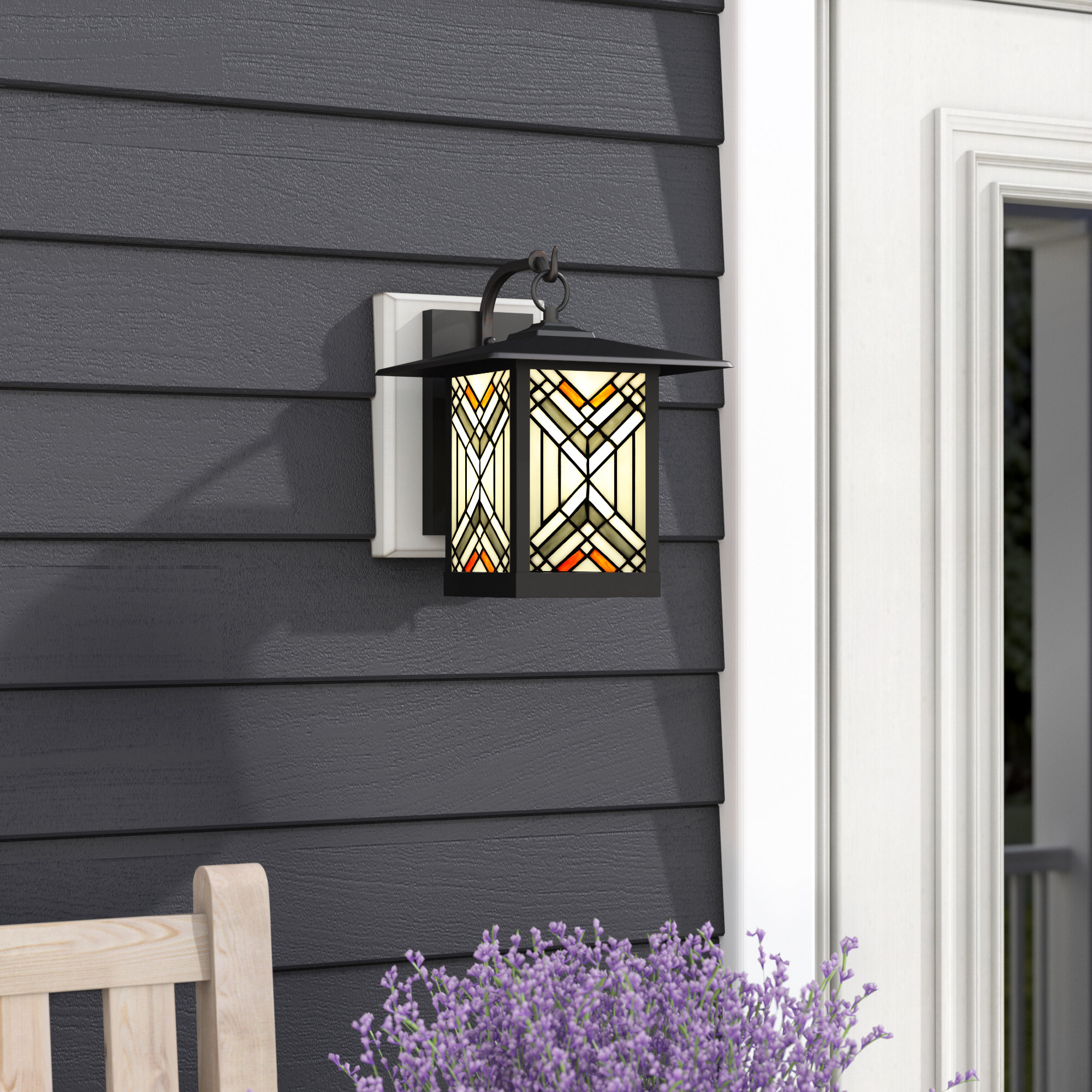 Wade Logan® Lakhmi11.75"H Outdoor StainedGlass Wall Sconce & Reviews