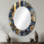 Carrelage abstrait bleu et gris IV - Miroir mural moderne ovale-1640740974