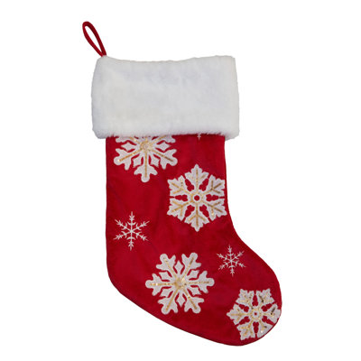 Chaussette de Noël flocon de neige rouge et blanc SeasonIn Designs 21