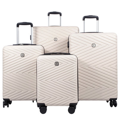 Valise légère en ABS 4 pièces avec roues rotatives, 24 pouces et 28 pouces avec verrou TSA, (16/20/24/28), convient aux vacances de voyage / voyages d'affaires / vie sur le Campus