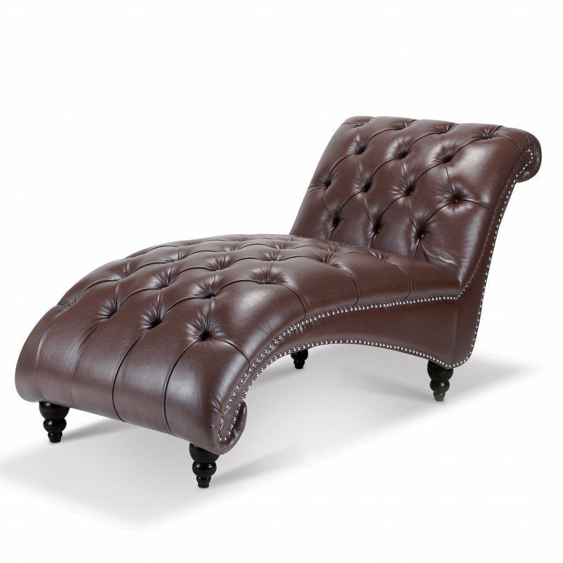 Méridienne capitonnée sans accoudoirs, Marron foncé