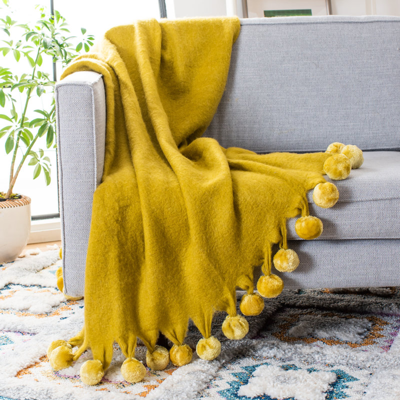 Shae Knitted Throw Blanket, Mustard