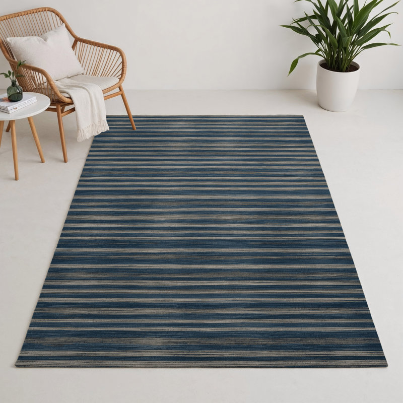 Tapis intérieur / extérieur gris HorizontalStripes, Rectangle 9 pi x 12 pi