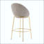 Tabouret de bar rembourré en métal - Structure plaquée or avec revêtement beige-1087847078