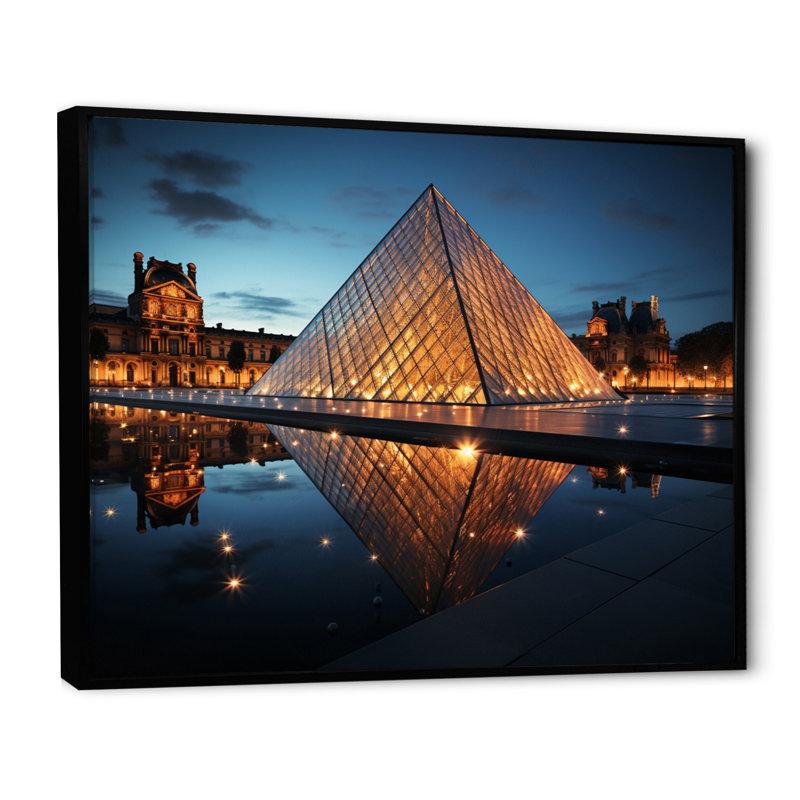 France Louvre Illumination I - impression, Cadre flottant noir, H 12 po x l 20 po x P 1 po