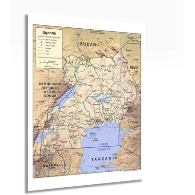 HISTORIX, affiche de la carte de l'Ouganda - 24 x 30 pouces, Ouganda, carte murale, affiche de l'Ouganda