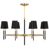 Bryant 8 - Light Solid Brass/Leather Chandelier by Thomas O'Brien