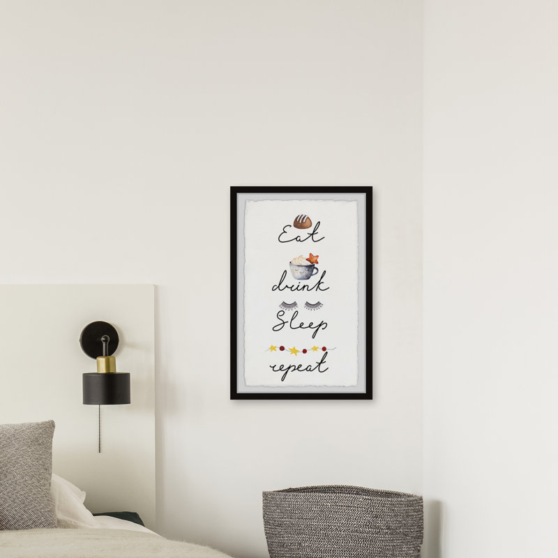 «Drink And Sleep», reproduction encadrée, H 12 po x l 8 po x P 1,5 po