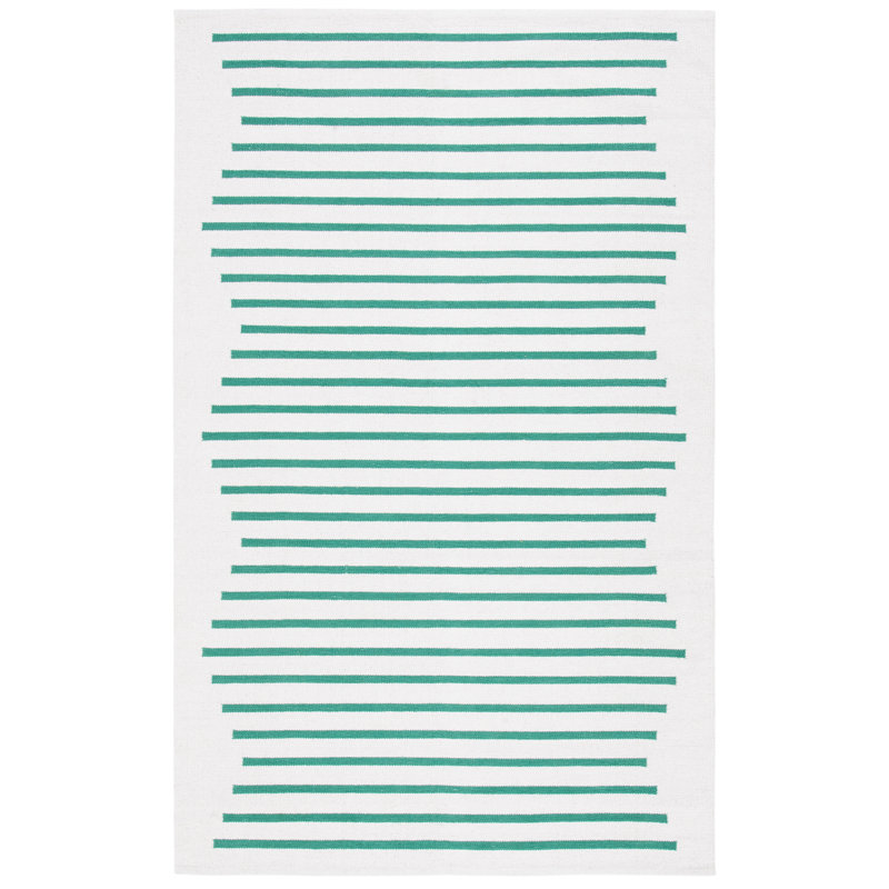 Esveidy Hand Woven Cotton Striped Rug, Rectangle 3' x 5'