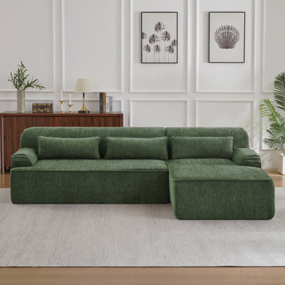 Chenille L-Shape Luxury Sectional Oversized Sofa,Mnimalist Design,Comfy Sleeper Couch For Living Room,Apartment&Reception Spaces,No Assembly Required