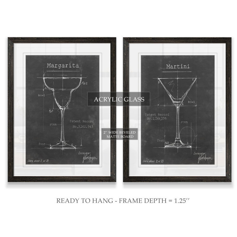 « articles bar blueprint v » par antonymeus bunjamin (abe)-2 pièces, ensemble de 2 reproductions d’art sur image, Blanc