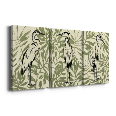 Retro Parlor Heron I - Toile tendue avec châssis sur mesure - 3 pièces