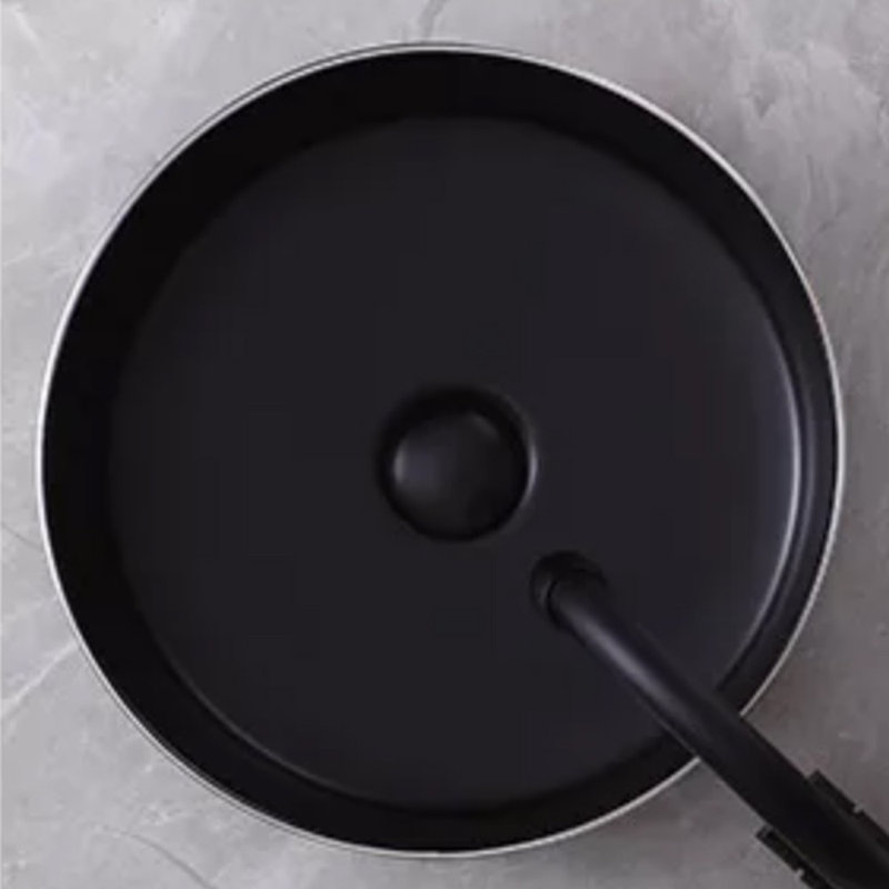Lavabo rond en porcelaine de 14 po avec finition noire mate et argentée Epona, Noir mat / argent