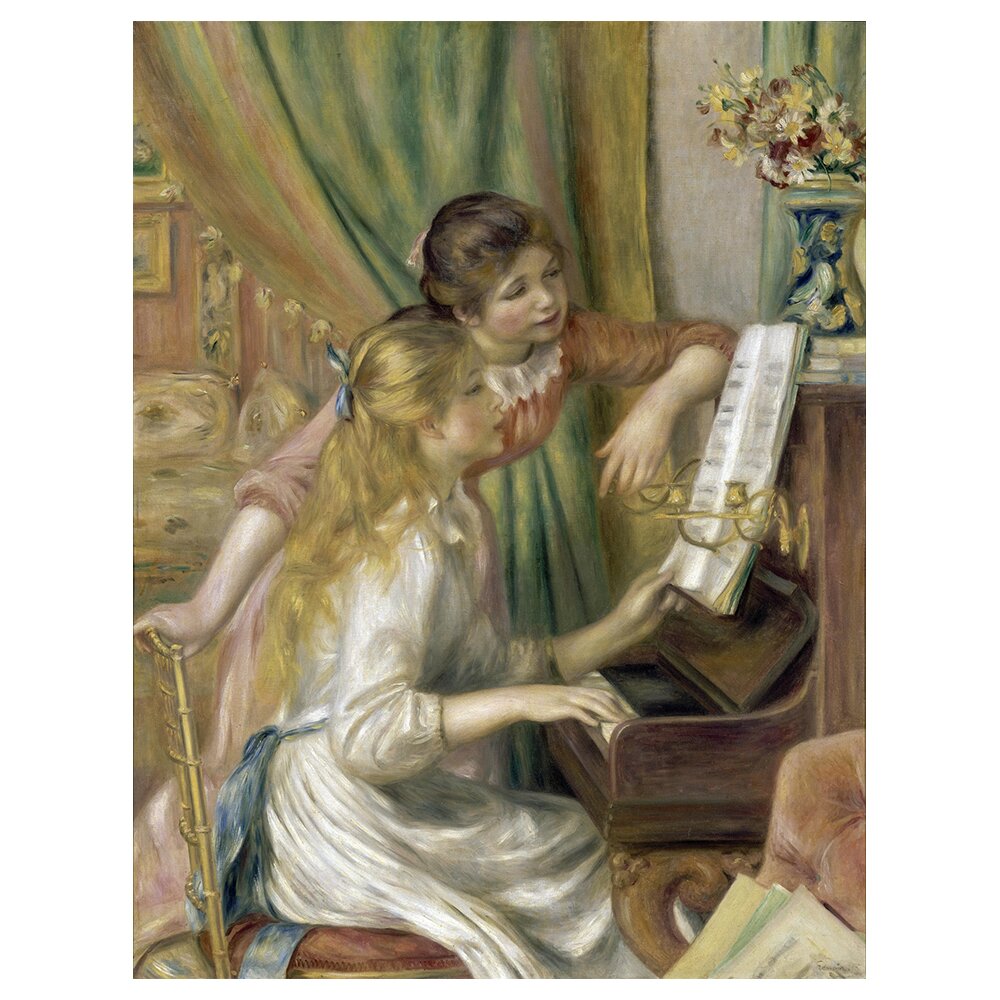 Leinwandbild Junge Mädchen am Klavier von Pierre Auguste Renoir