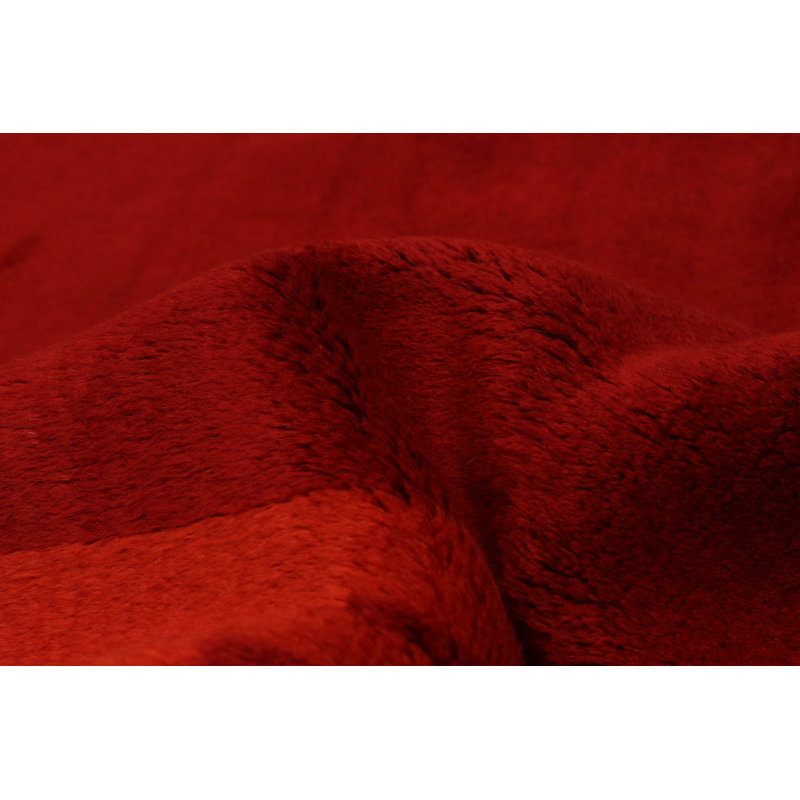 Tapis rouge foncé en laine noué à la main de conception unique 5 pi 10 po x 7 pi 11 po