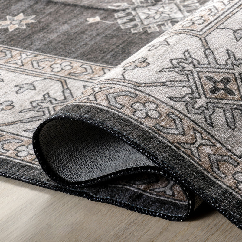 Mollie SpinClean Machine Washable Traditional Border Area Rug, Rectangle 8' x 10'