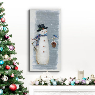 Primitive bonhomme de neige I, toile tendue avec châssis de qualité supérieure - prête à être accrochée