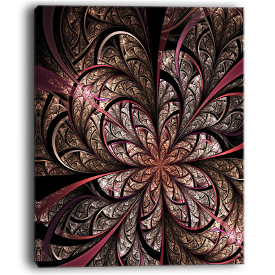 Glowing Large Fractal Flower Design Graphic Art on Wrapped Canvas