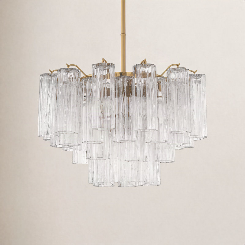 Arras 9-Light Chandelier, Aged Brass,  Clear, 14.25" H x 22" W x 22" D