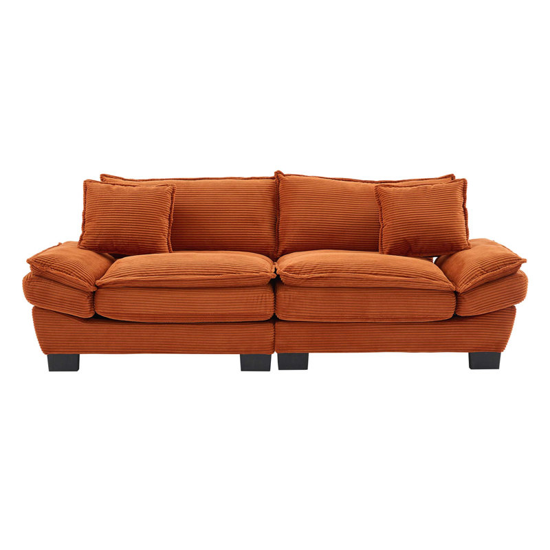 Canapé-lit confortable avec coussins supplémentaires et fabrication robuste pour divers espaces, Orange