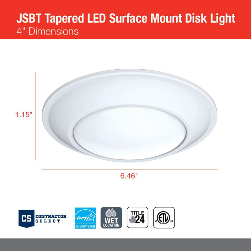 Disque à DEL effilé mince Juno SlimBasics 4 po JSBT, 30K, pour environnement humide